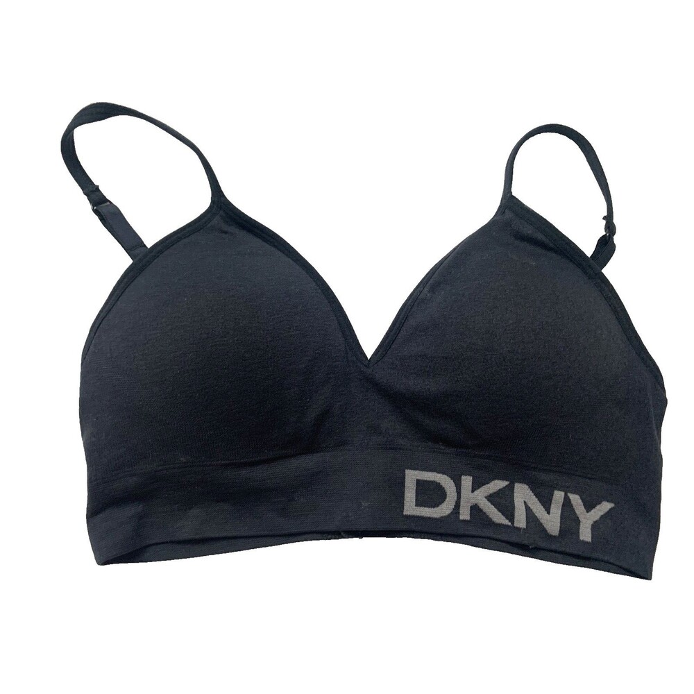DKNY Black Seamless Padded Bralette Top Size Small Removable Pads Wireless EXC